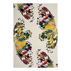 Safavieh Fiesta Shag 4'-0&quot x 6'-0&quot Power Loomed Rug in Cream / Multi-Color