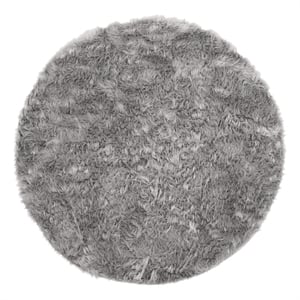 Safavieh Faux Sheep Skin 5'-0&quot x 5'-0&quot Acrylic POWER LOOMED Rug in Gray