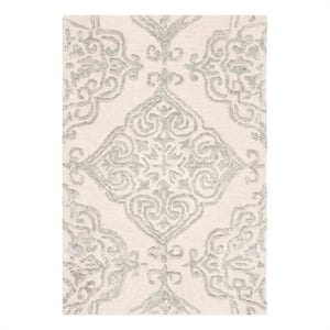 Safavieh Glamour 2'-0&quot x 3'-0&quot Wool Hand Tufted Rug in Ivory / Silver
