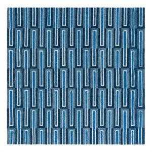 Safavieh Genre 6'-0&quot x 6'-0&quot Wool and Cotton Hand Tufted Rug in Blue / Ivory