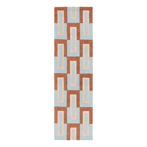 Safavieh Genre 2'-3&quot x 8'-0&quot Wool and Cotton Hand Tufted Rug in Light Blue /Rust