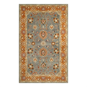 Safavieh Heritage 5'-0&quot x 8'-0&quot Wool Hand Tufted Rug in Blue / Orange