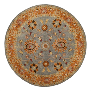 Safavieh Heritage 6'-0&quot x 6'-0&quot Wool Hand Tufted Rug in Blue / Orange
