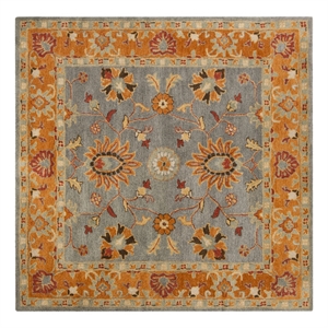 Safavieh Heritage 6'-0&quot x 6'-0&quot Wool Hand Tufted Rug in Blue / Orange