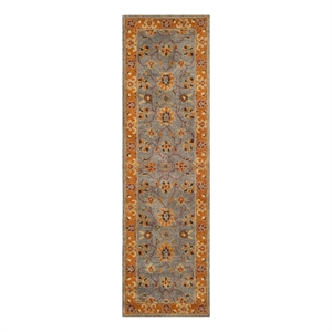 Safavieh Heritage 2'-3&quot x 8'-0&quot Wool Hand Tufted Rug in Blue / Orange