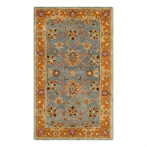 Safavieh Heritage 3'-0&quot x 5'-0&quot Wool Hand Tufted Rug in Blue / Orange