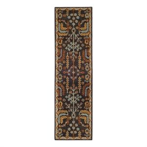 Safavieh Heritage 2'-3&quot x 12'-0&quot Wool Hand Tufted Rug in Charcoal / Multi-Color