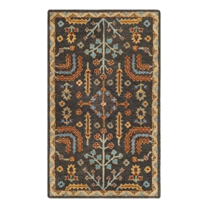 Safavieh Heritage 3'-0&quot x 5'-0&quot Wool Hand Tufted Rug in Charcoal / Multi-Color