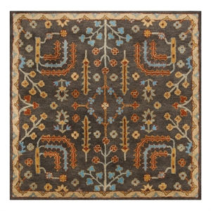 Safavieh Heritage 6'-0&quot x 6'-0&quot Wool Hand Tufted Rug in Charcoal / Multi-Color