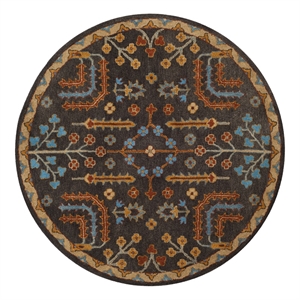 Safavieh Heritage 8'-0&quot x 8'-0&quot Wool Hand Tufted Rug in Charcoal / Multi-Color