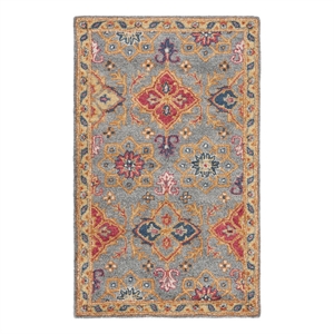 Safavieh Heritage 3'-0&quot x 5'-0&quot Wool Hand Tufted Rug in Charcoal / Multi-Color