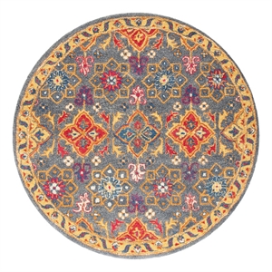 Safavieh Heritage 6'-0&quot x 6'-0&quot Wool Hand Tufted Rug in Charcoal / Multi-Color