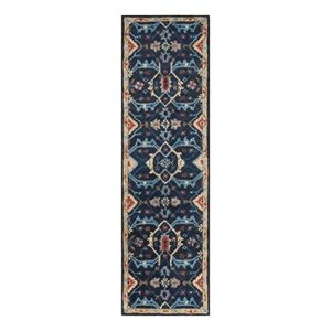 Safavieh Heritage 2'-3&quot x 8'-0&quot Wool Hand Tufted Rug in Navy / Multi-Color