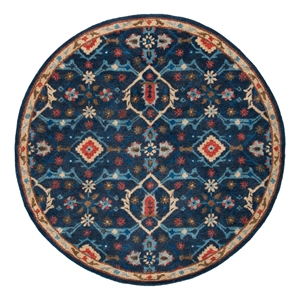 Safavieh Heritage 6'-0&quot x 6'-0&quot Wool Hand Tufted Rug in Navy / Multi-Color