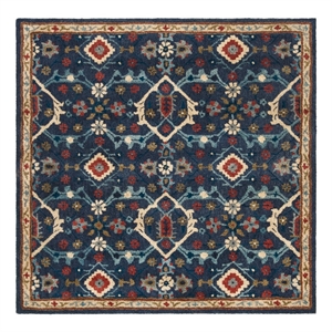 Safavieh Heritage 6'-0&quot x 6'-0&quot Wool Hand Tufted Rug in Navy / Multi-Color
