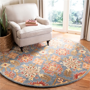 Safavieh Heritage 6'-0&quot x 6'-0&quot Wool Hand Tufted Rug in Charcoal / Multi-Color