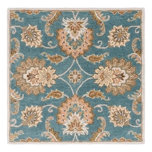Safavieh Heritage 6'-0&quot x 6'-0&quot Wool and Cotton Handtufted Rug in Blue / Yellow