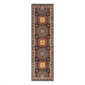 Safavieh Heritage 2'-3&quot x 8'-0&quot Wool Hand Tufted Rug in Navy / Orange