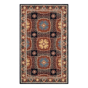 Safavieh Heritage 3'-0&quot x 5'-0&quot Wool Hand Tufted Rug in Navy / Orange