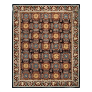 Safavieh Heritage 6'-0&quot x 9'-0&quot Wool Hand Tufted Rug in Navy / Orange