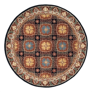 Safavieh Heritage 6'-0&quot x 6'-0&quot Wool Hand Tufted Rug in Navy / Orange