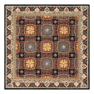 Safavieh Heritage 6'-0&quot x 6'-0&quot Wool Hand Tufted Rug in Navy / Orange