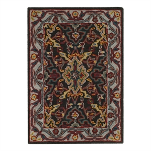Safavieh Heritage 2'-0&quot x 3'-0&quot Wool Hand Tufted Rug in Charcoal / Ivory