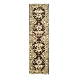 Safavieh Heritage 2'-3&quot x 14'-0&quot Wool Hand Tufted Rug in Espresso / Ivory