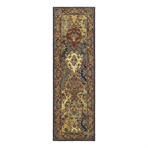 Safavieh Heritage2'-3&quot x 10'-0&quotWool andCottonHandTuftedRuginMulti-Color/Burgundy