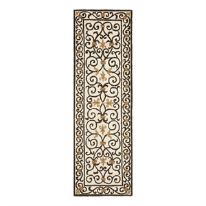 Safavieh Chelsea 2'-6&quot x 10'-0&quot Wool Hand Hooked Rug in Ivory / Brown