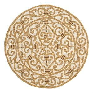 Safavieh Chelsea 4'-0&quot x 4'-0&quot Wool Hand Hooked Rug in Ivory / Gold