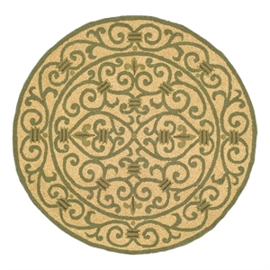Safavieh Chelsea 4'-0&quot x 4'-0&quot Wool Hand Hooked Rug in Yellow / Green