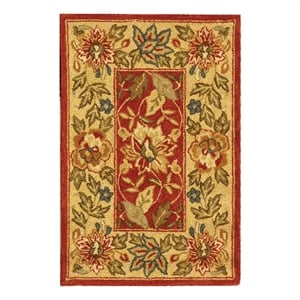 Safavieh Chelsea 1'-8&quot x 2'-6&quot Wool Hand Hooked Rug in Red / Ivory