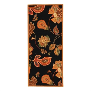 Safavieh Chelsea 2'-6&quot x 10'-0&quot Wool Hand Hooked Rug in Black / Orange
