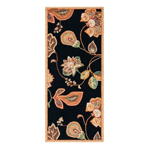 Safavieh Chelsea 2'-6&quot x 6'-0&quot Wool Hand Hooked Rug in Black / Orange