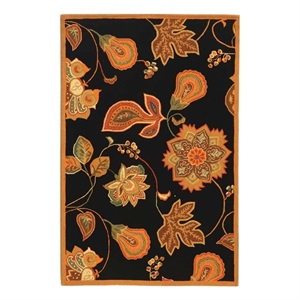 Safavieh Chelsea 3'-9&quot x 5'-9&quot Wool Hand Hooked Rug in Black / Orange