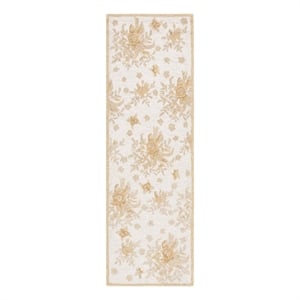 Safavieh Chelsea 2'-6&quot x 10'-0&quot Wool Hand Hooked Rug in Ivory / Gold