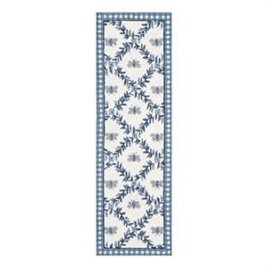 Safavieh Chelsea 2'-6&quot x 10'-0&quot Wool Hand Hooked Rug in Ivory / Blue