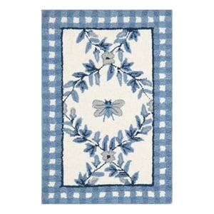 Safavieh Chelsea 2'-6&quot x 4'-0&quot Wool Hand Hooked Rug in Ivory / Blue
