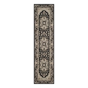 Safavieh Chelsea 2'-6&quot x 10'-0&quot Wool Hand Hooked Rug in Black / Natural