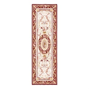 Safavieh Chelsea 2'-6&quot x 10'-0&quot Wool Hand Hooked Rug in Ivory / Burgundy