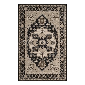 Safavieh Chelsea 5'-3&quot x 8'-3&quot Wool Hand Hooked Rug in Black / Natural