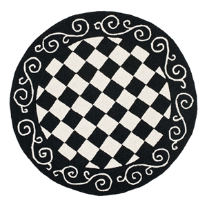 Safavieh Chelsea 4'-0&quot x 4'-0&quot Wool Hand Hooked Rug in Black / Ivory