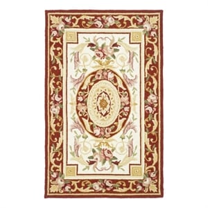 Safavieh Chelsea 2'-6&quot x 4'-0&quot Wool Hand Hooked Rug in Ivory / Burgundy