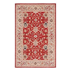 Safavieh Chelsea 5'-3&quot x 8'-3&quot Wool Hand Hooked Rug in Red / Ivory
