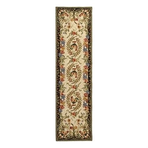 Safavieh Chelsea 2'-6&quot x 10'-0&quot Wool Hand Hooked Rug in Cream / Black