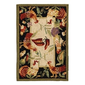 Safavieh Chelsea 1'-8&quot x 2'-6&quot Wool Hand Hooked Rug in Ivory / Black