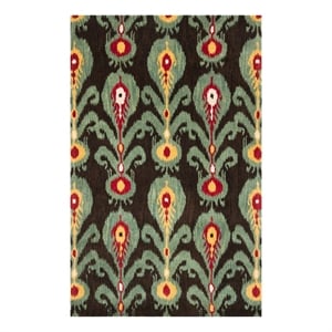 Safavieh Ikat 8'-0&quot x 10'-0&quot Wool Hand Tufted Rug in Charcoal / Blue