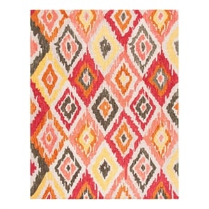 Safavieh Ikat 9'-0&quot x 12'-0&quot Wool Hand Tufted Rug in Beige / Pink