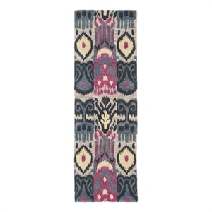 Safavieh Ikat 2'-3&quot x 8'-0&quot Wool Hand Tufted Rug in Beige / Blue
